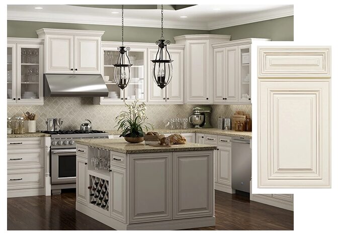 cambride antique white kitchen cabinets